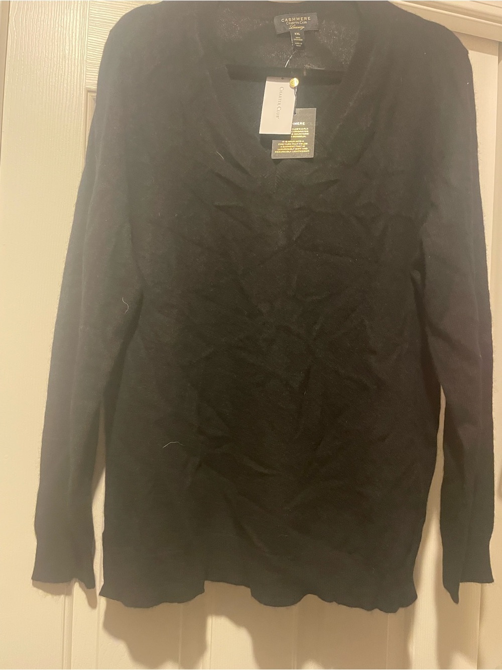 Charter Club Black V-Neck Cashmere Sweater